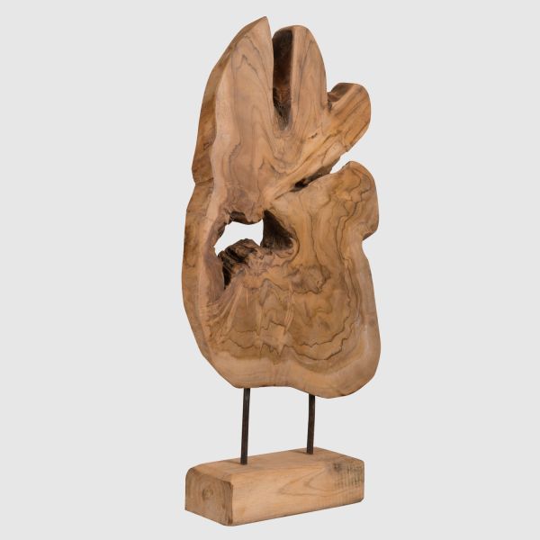 Starý teak v řezu na podstavci